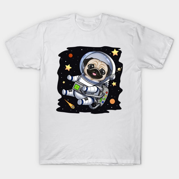 Intergalactic Pug Adventures: Exploring the Cosmos T-Shirt by Holymayo Tee